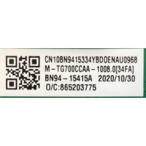 MAIN PARA MONITOR SAMSUNG QLED RESOLUCION (2560 x 1440) / NUMERO DE PARTE BN94-15415A / BN41-02780A / BN9446415A / 15415A / M-TG700CCAA / 865203775 / PANEL CY-PT270PLLV1H / MODELO C27G75TQSN